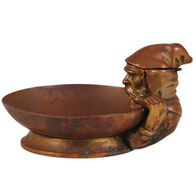 Bronze inkwell, dwarf at edge of a bowl