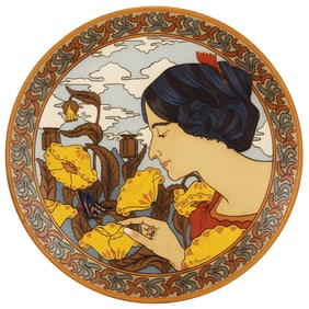 Mettlach plaque, 19.5" d., 2545