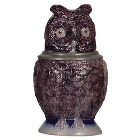 Character stein, .5L, by Hauber & Reuther, Owl