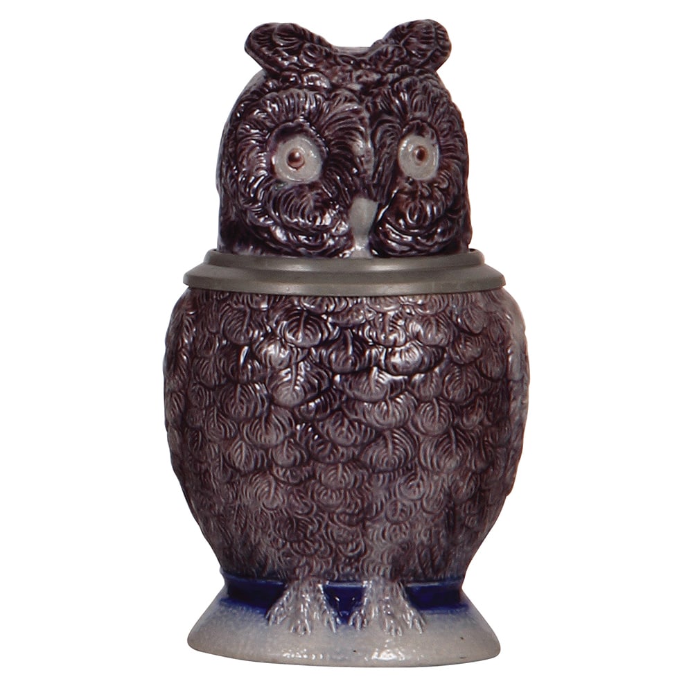 Character stein, .5L,  by Hauber & Reuther, Owl (1 of 3)