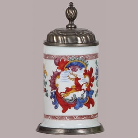 Glass stein, .5L, blown, late 1700s, milk glass