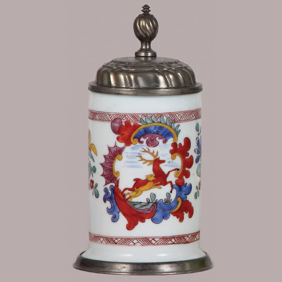 Glass stein, .5L,  blown, late 1700s, milk glass (1 of 3)