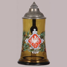 Glass stein, .5L, blown, amber, 9. Deutsches Bundesschiessen (shooting festival)