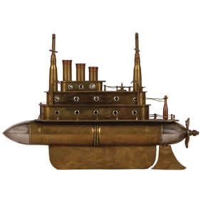 Trench Art ship, brass, c. 1918