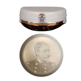 Porcelain ashtray, U.S. Navy, with a lithophane bottom: Admiral Dewey