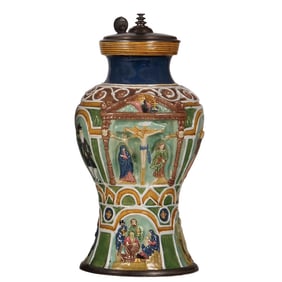 Hafnerware Krug, 17.2" ht., c.1890, original manufactured by the Paul Preuning workshop