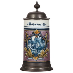 Mettlach stein, 1.0L, 5013, Faience, Rothenburg