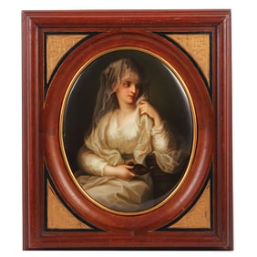 Porcelain plaque (K.P.M. ), oval, 8.2'' x 10.3'', with frame 13.2'' x 15.0'', The Vestal Virgin