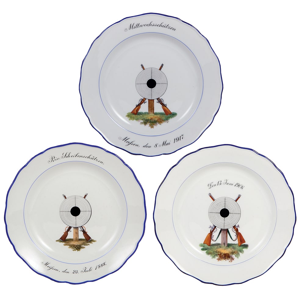 Meissen plates (three), shooting festivals (1 of 4)