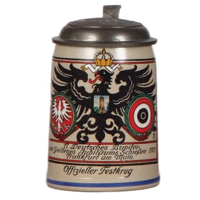 Stoneware stein, 17. Deutsches Bundesschiessen 1912 (shooting festival), Frankfurt am Main