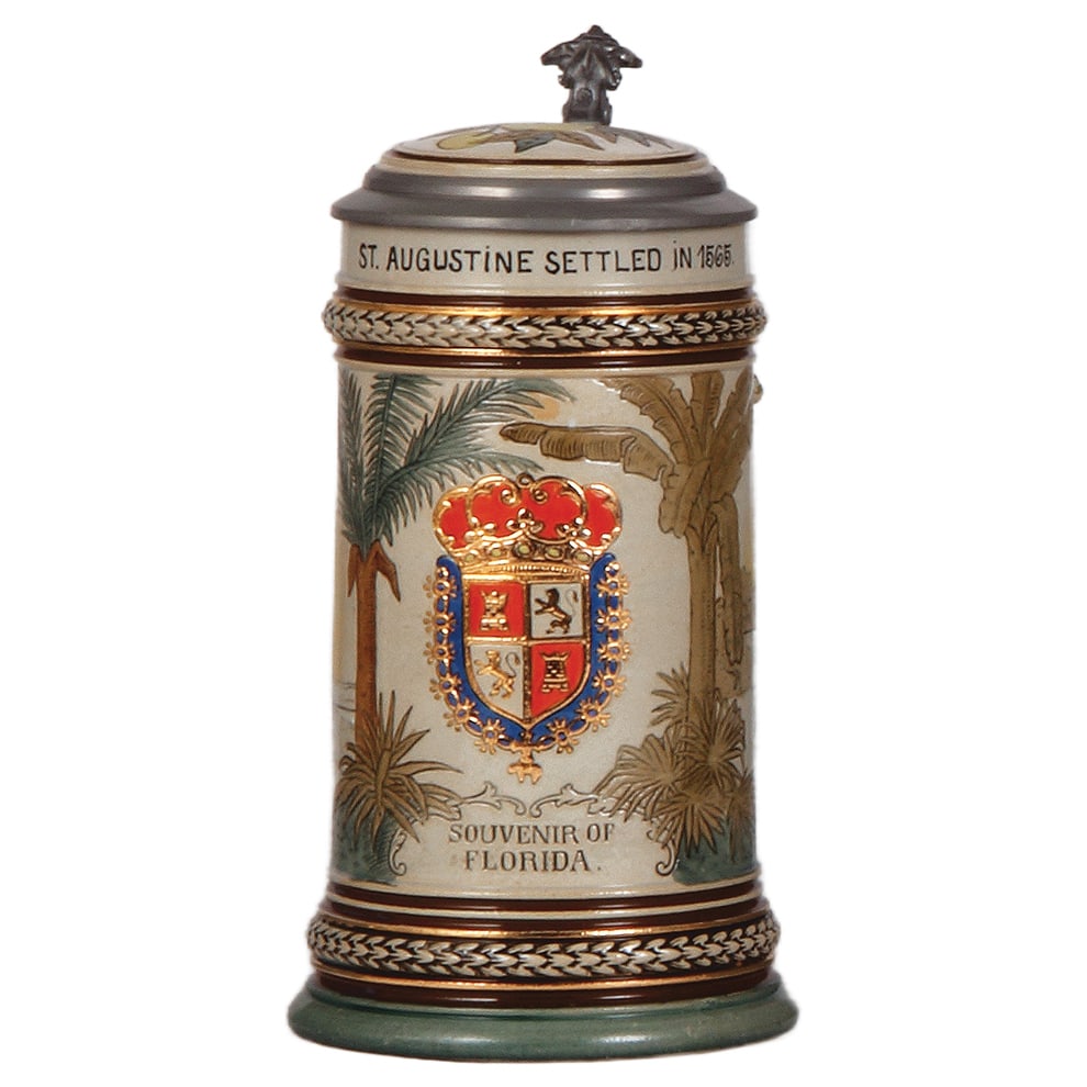 Pottery stein, by Marzi & Remy, Souvenir of Florida, St. Augustine (1 of 4)