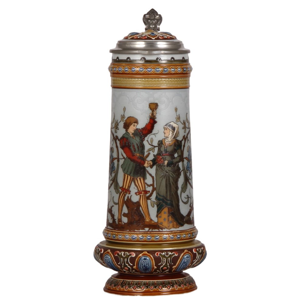 Mettlach stein, 1.4L 1734,  by C. Warth (1 of 3)