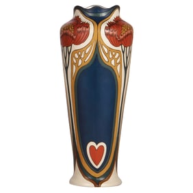 Mettlach vase, 13.1" ht., 2909, Art Nouveau