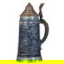 Stoneware stein, .5L, by Whites Pottery, Utica, New York, rugby game