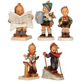 Five Hummel figurines,184, 87, 97, 129, 59,