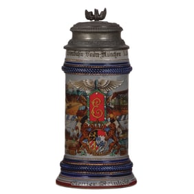 Regimental stein, .5L, Eisenbahn Baon. München, 1. Comp., 1908 - 1910