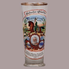 Regimental glass beaker, 6. Chevlgr. Regiment, Bayreuth, 1908 - 1910