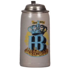 Stoneware stein, 1.0L, 350 Jahre HB, Hofbräuhaus in München