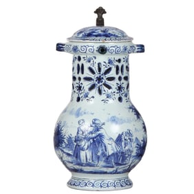 Faience puzzle jug, c.1900, French or German Birnkrug