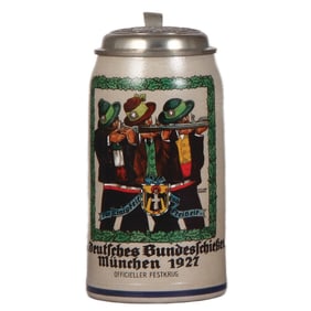 Stoneware stein, 18. Deutsches Bundesschiessen (shooting festival), München, 1927