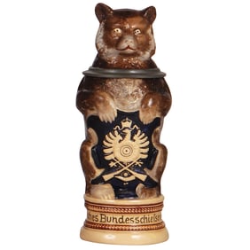 Character stein, .5L, Bear, X. Deutsches Bundesschiessen Berlin, 1890