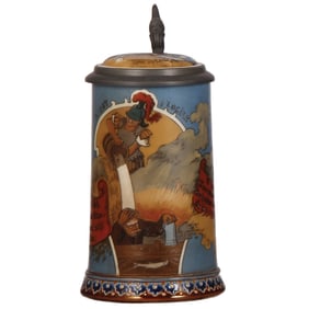 Mettlach stein, .5L, 2091, etched, by H. Schlitt