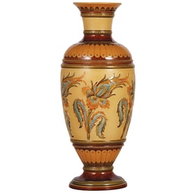 Mettlach vase, 16.8" ht., 2506, mosaic