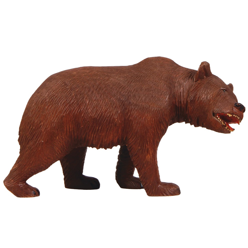 Black Forest wood carving, walking bear, made in Switzerland (1 of 4)