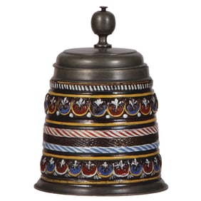 Stoneware stein, late 1600s, Annaberger Walzenkrug