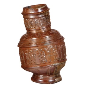 Stoneware stein, Raeren, 1600s, made with manufacturing flaws
