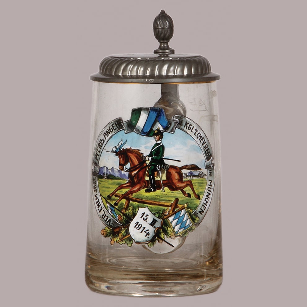 Regimental stein, Jäger z. Pferde & Angeh. kgl. 7. Chev. Regt. in München, 15. II. 1914 (1 of 3)