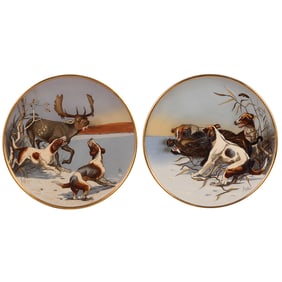 Mettlach plaques (pair), 2070 & 2071, by Stöcke