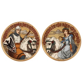 Mettlach plaques (pair), 2484 & 2485