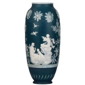 Mettlach vase, 14.0" ht., 7018