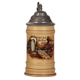 Mettlach stein, .5L, 280, beer stein & newspaper