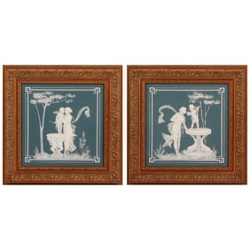 Mettlach plaques (pair), 7073 & 7074, by Stahl