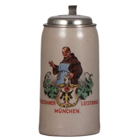 Stoneware stein, 1.0L, Franzkaner - Leistbraeu, München