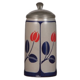 Stoneware stein, 1.0L, signed L. Hohlwein