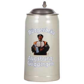 Stoneware stein, 3.0L,  designed by L. Hohlwein, Bürgerbräu, Augsburg - Göggingen