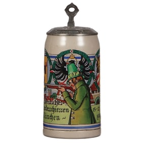 Stoneware stein, 1.0L, 15. Deutsches Bundesschiessen, München, 15. - 22., 1906