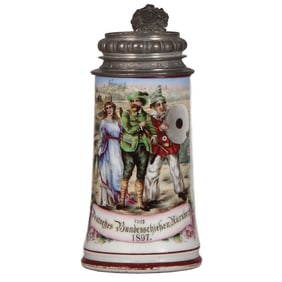 Porcelain stein, .5L, 12. Deutsches Bundesschiessen, Nürnberg 1897