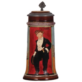 Pottery stein, .5L, etched, by Thewalt,  Senior