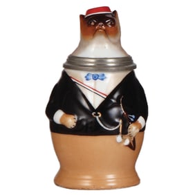 Character stein, .5L, porcelain, Student Fox
