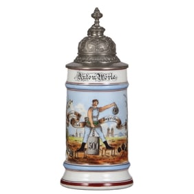 Porcelain stein, .5L, Manner Stemm Club Baÿrischer Felsen, Weight Lifter