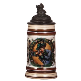 Porcelain stein, 1.0L, 10. Deutsches Bundesschiessen, Berlin, 1890