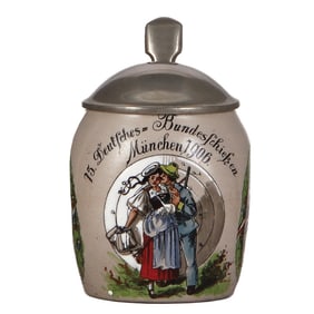 Stoneware stein, .5L, 15. Deutsches Bundesschiessen, München, 1906