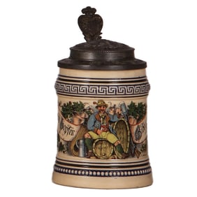 Pottery stein, .5L, 3. Deutsches Bundesschiessen, Leipzig 1884