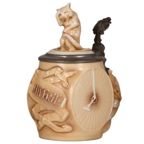 Character stein, .5L, porcelain, All Heil