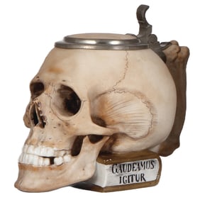 Character stein, .5L, porcelain, Skull on Book