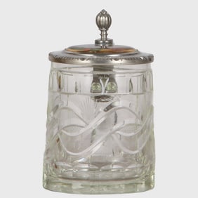 Glass stein, .5L, blown, cut